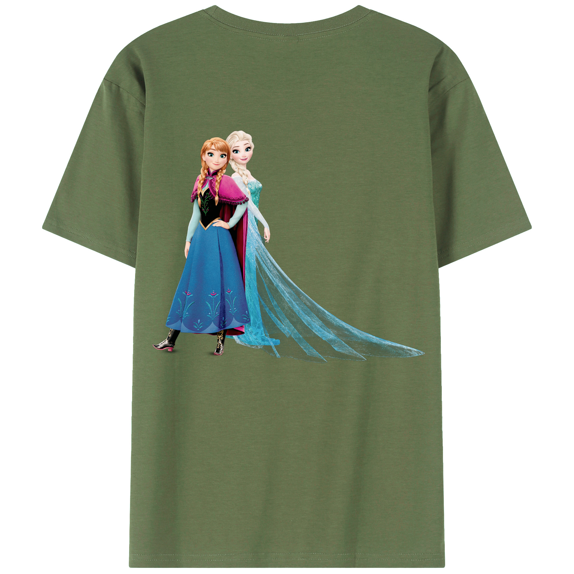 （画像用） アナと雪の女王 アンナ エルサ Frozen Anna Elsa 綿100％ メンズ半袖Tシャツ（バックプリント） 通気性